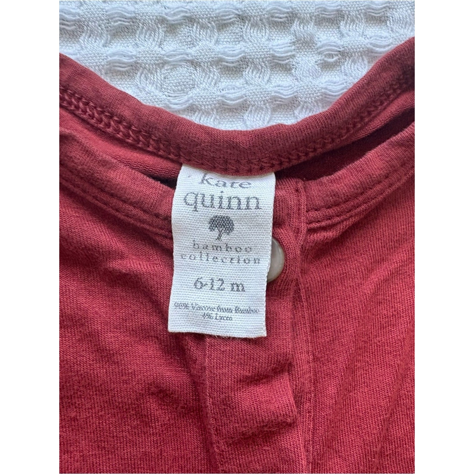 Kate Quinn Bamboo Sleeveless Button Romper Jumpsuit Terracotta Brick Red 6-12M