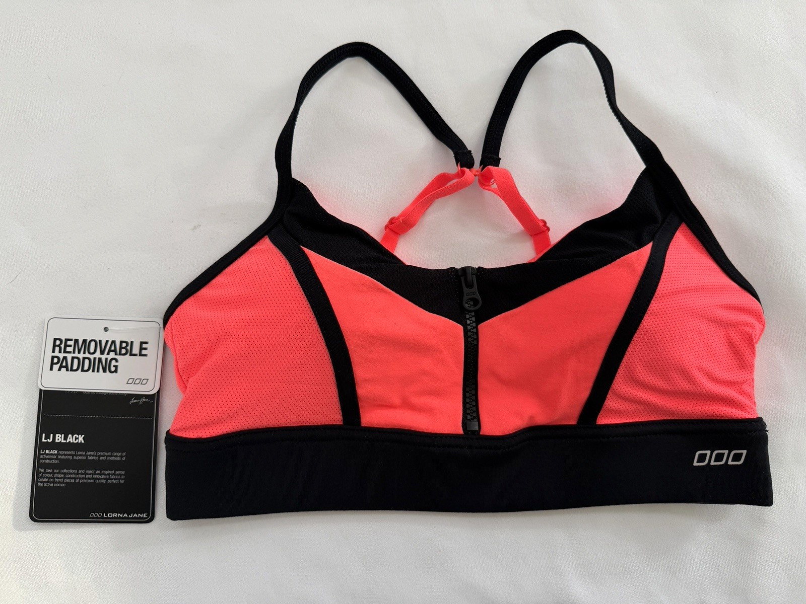 NEW LORNA JANE Sports Bra SZ MEDIUM Mesh Panel Support Workout Top in TANGERINE