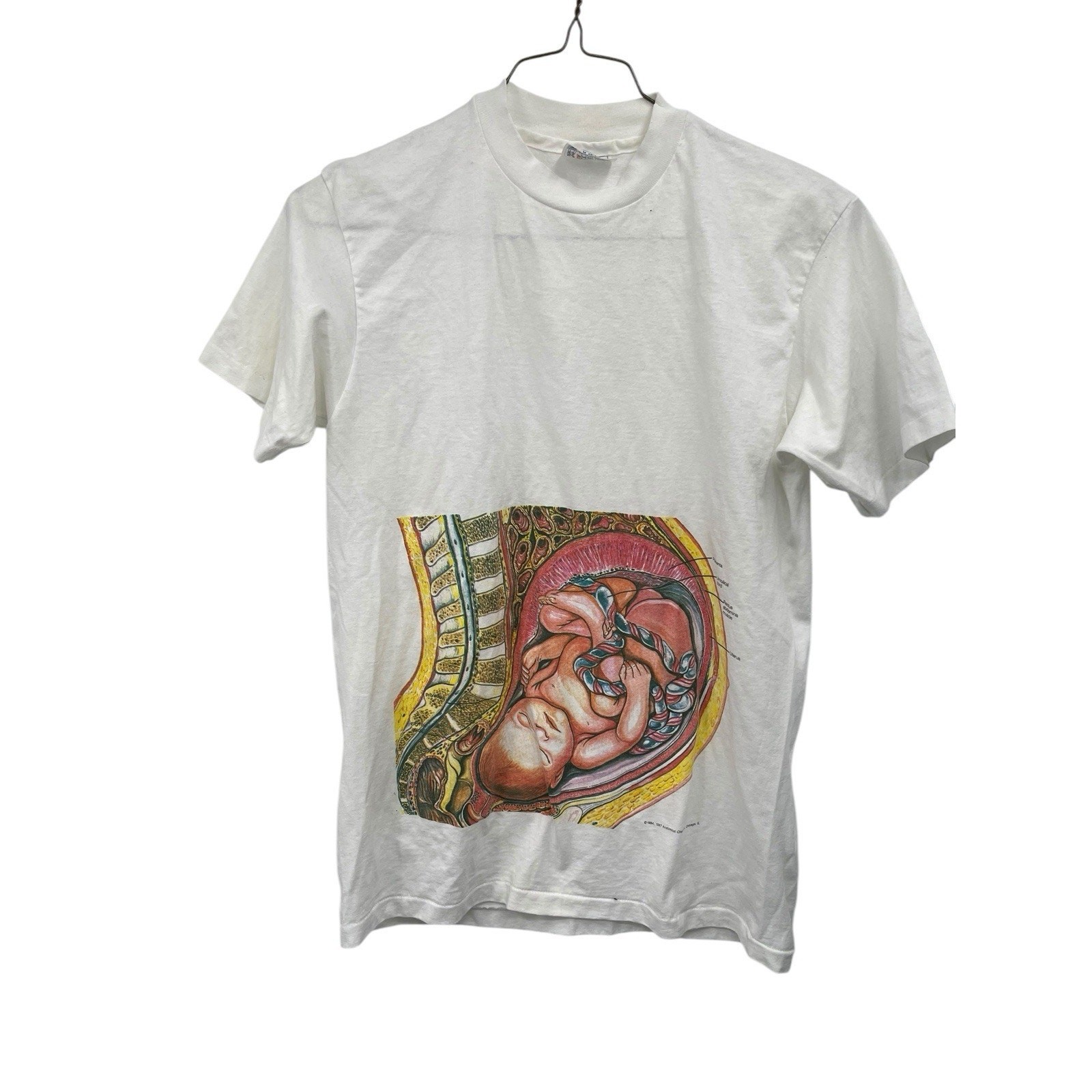 Vintage Anatomical Chart Company T-Shirt 1987 Baby In The Womb Hanes Size Medium