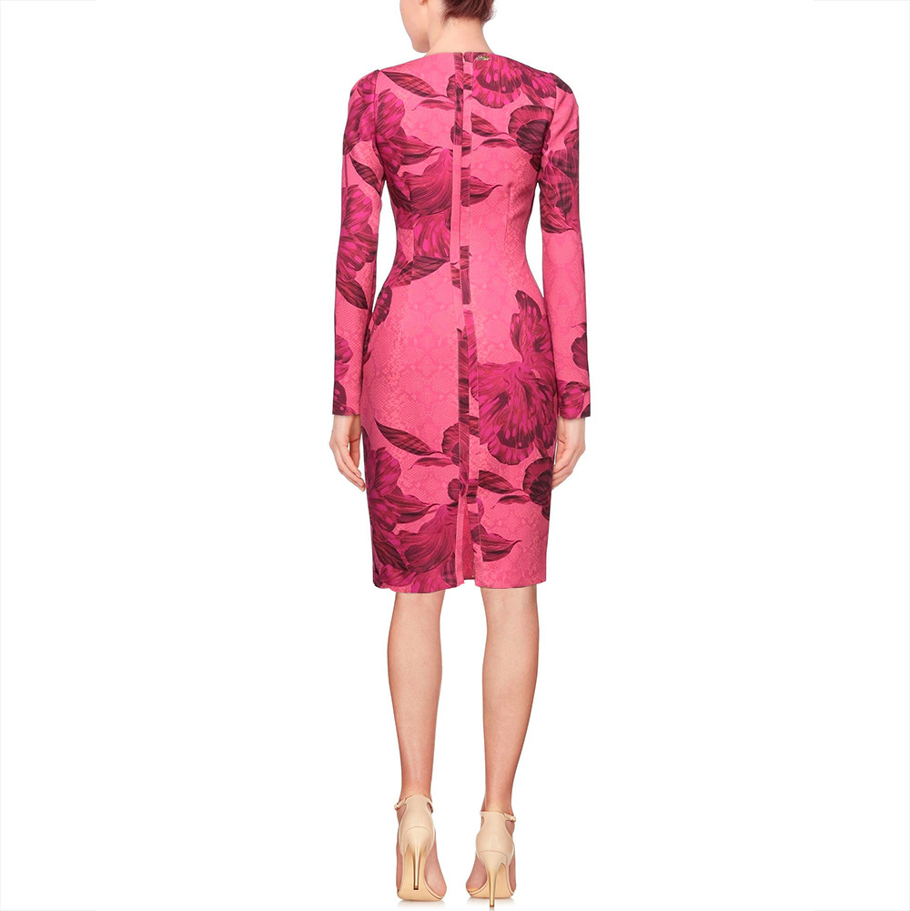 CAVALLI CLASS Floral Dress Pencil Cocktail Day Dress Pink Size 40 – RP £578.00