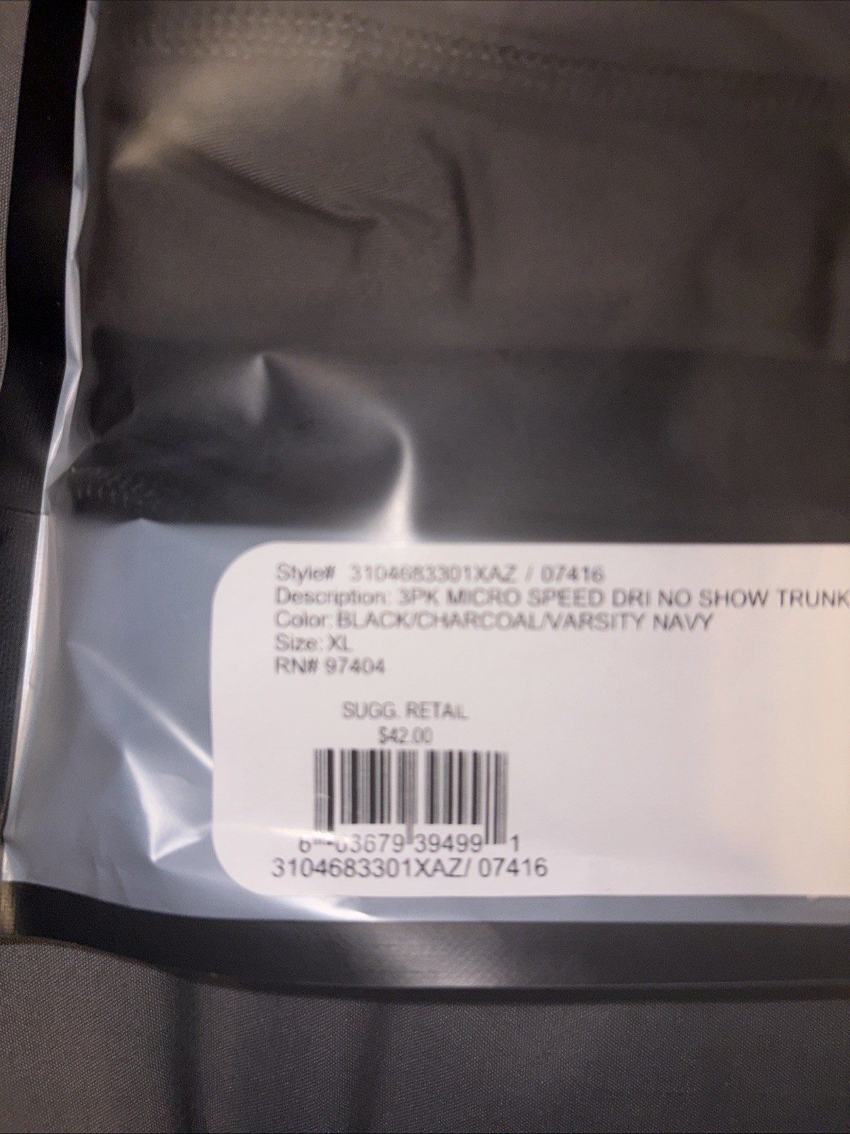 2(X)IST Men’s 3-Pack Micro Speed Dri No Show Trunk Underwear Size Large NWT