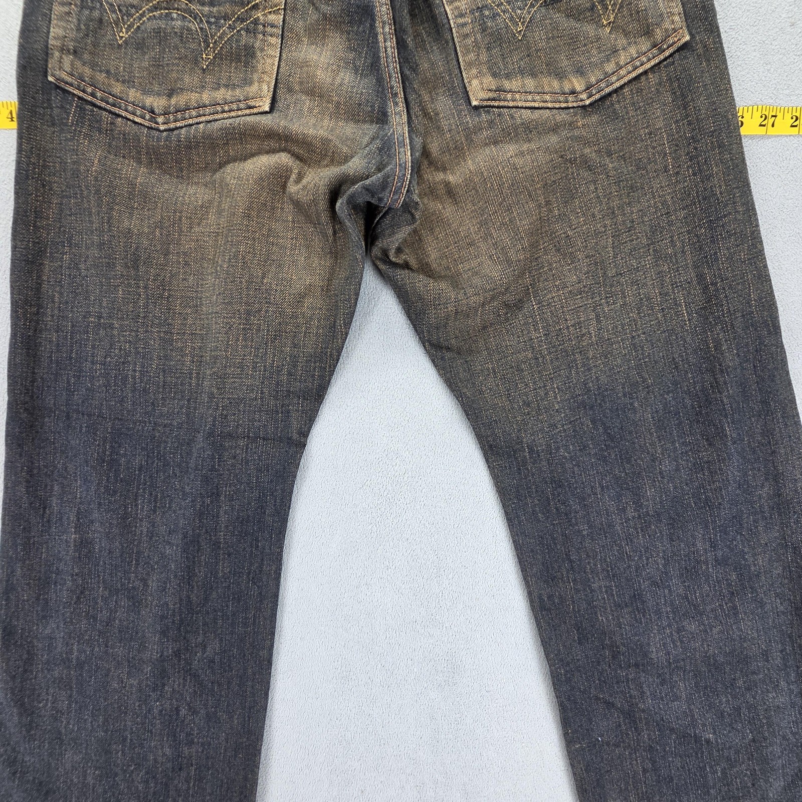 Edwin Jeans Mens Blue Selvedge 505z Dirty Wash Whiskers Fits 30×28