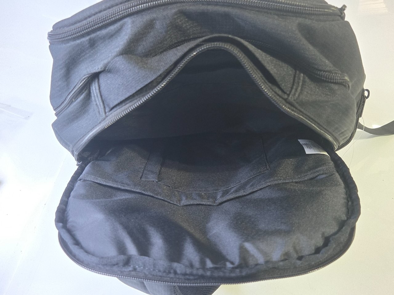 Nike White Claw Backpack Canvas Nylon Black Swoosh Logo Print Zip Top Bookbag