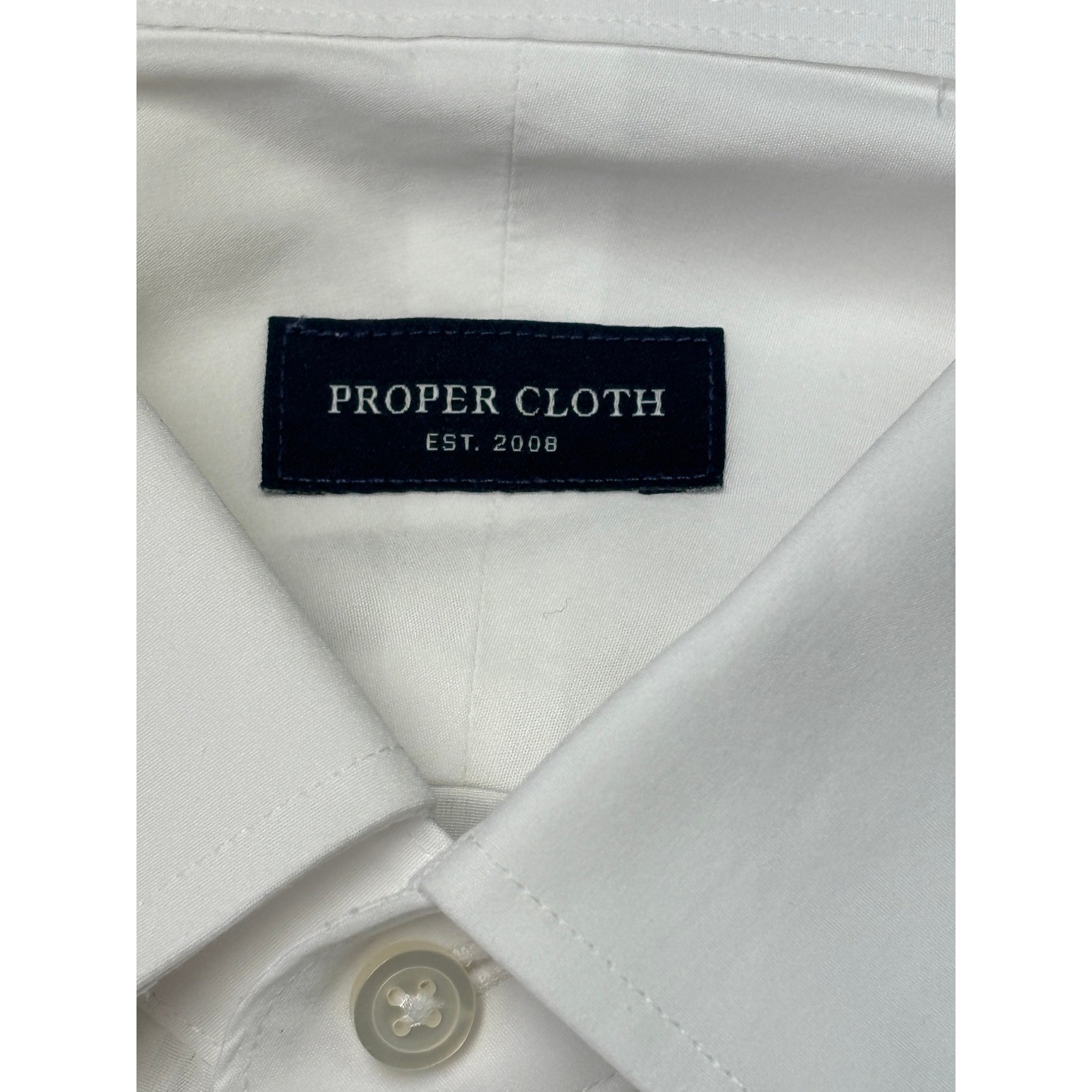 Proper Cloth Mens White Broadcloth Dress Shirt French Cuff 18.5 37 AC1855051A1