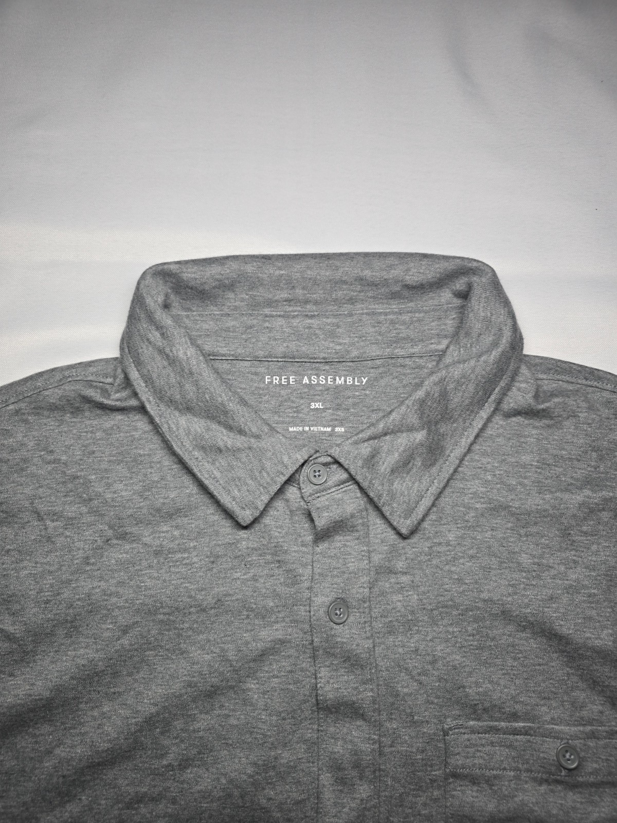 Free Assembly Luxe Button Polo Shirt Heather Gray Men’s Short Sleeve Pocket