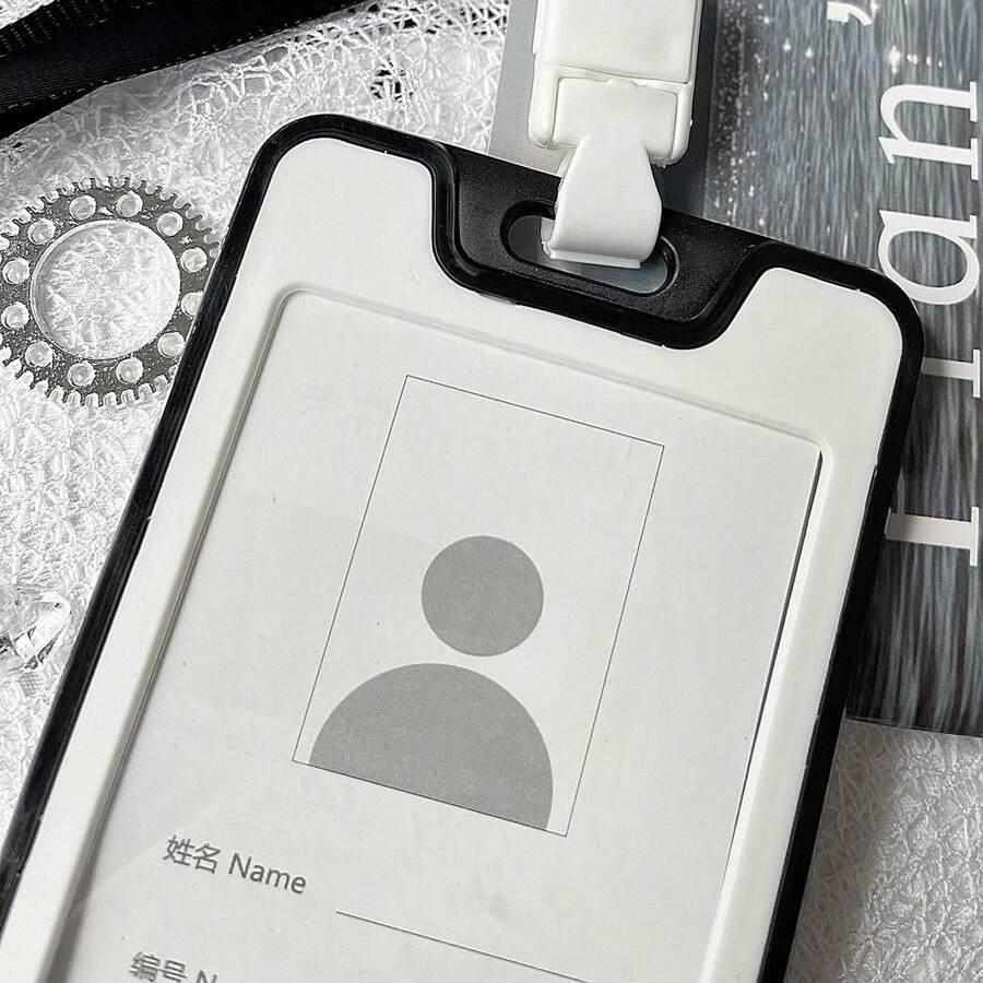 ID Badge Holder with Double-Sided Windows Hard Plastic Vertical ID Card Holder