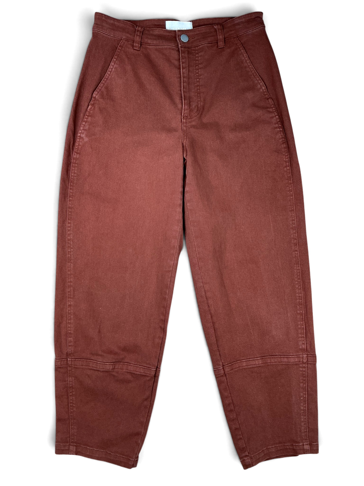 Everlane The Utility Barrel Pants Womens sz 4 Denim Jeans Rosewood Brown Organic