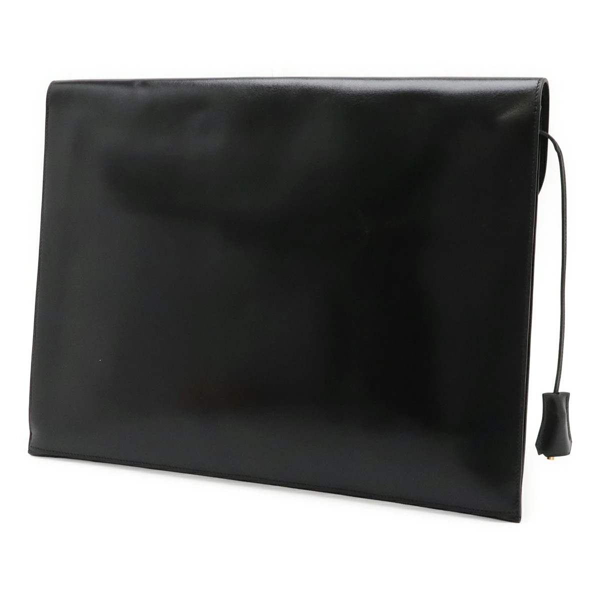 HERMES Kirius Clutch Business Bag Box Calf Leather Black Dust Bag Included