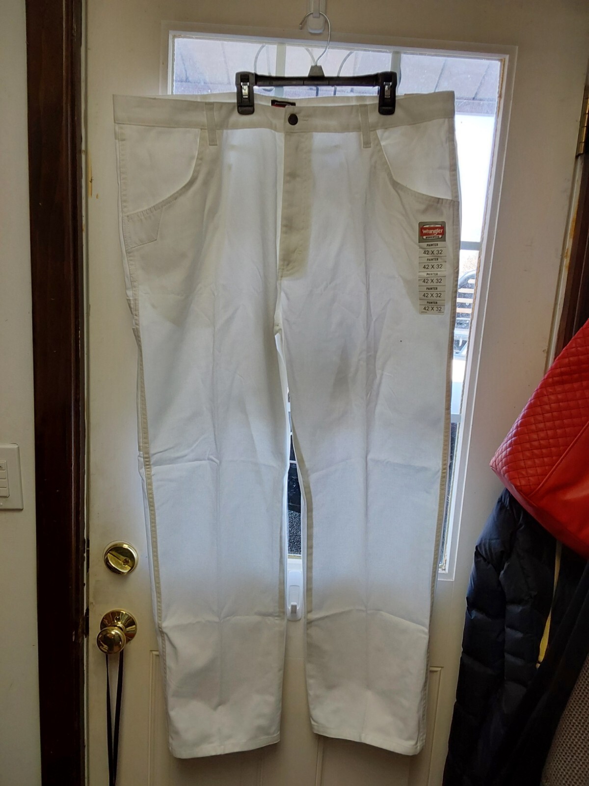 Nwt Wrangler Workwear Mens Painters Pants Relaxed Fit White 32×32 40×32 42×30…