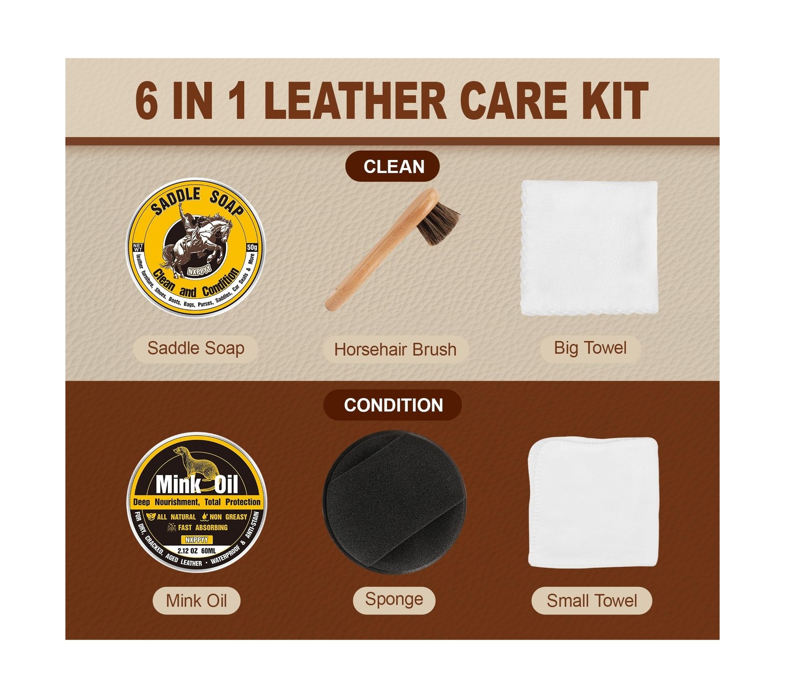 Leather Boot Care Kit, Mink Oil & Saddle Soap for Leather Cleaning & Leather …