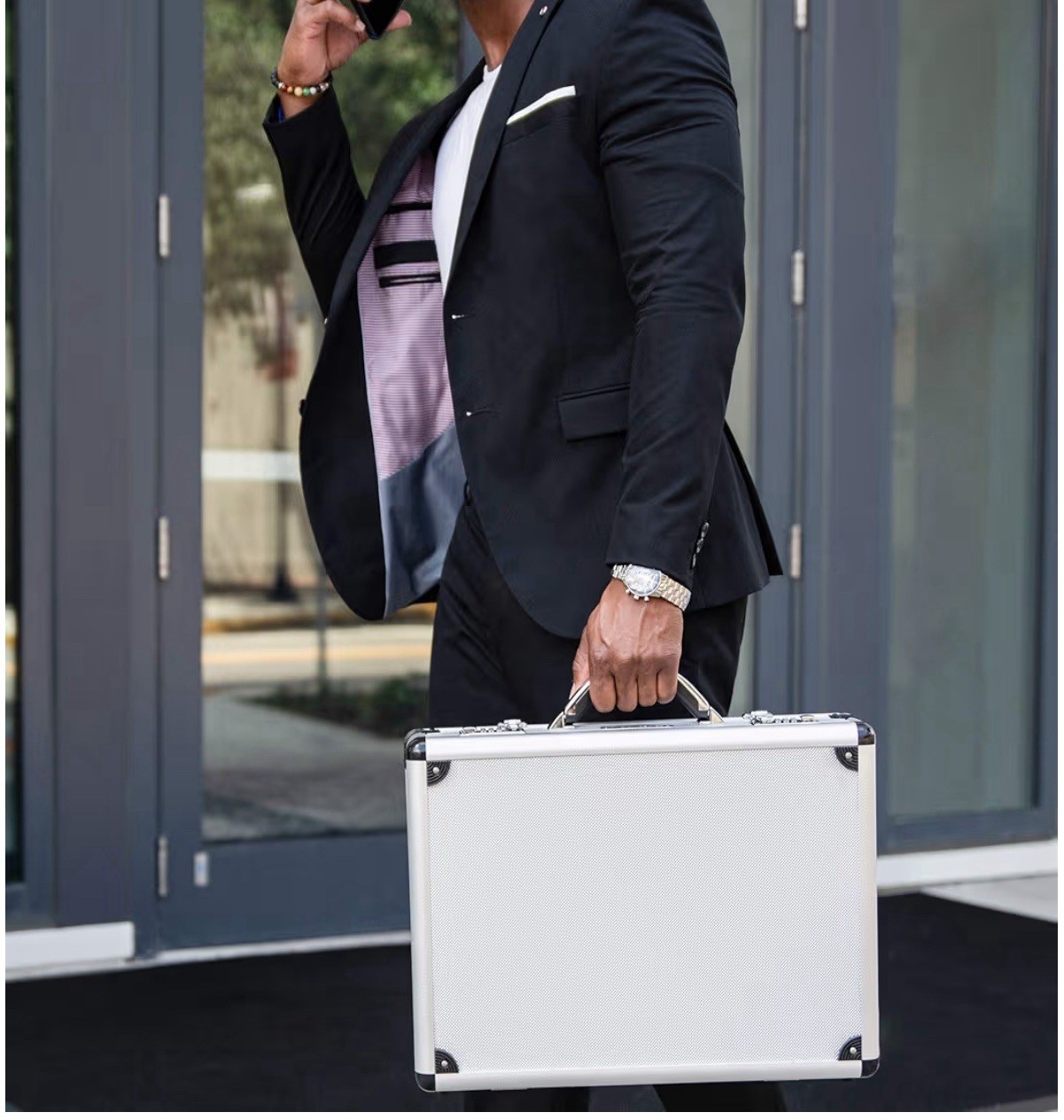 Executive Aluminum Briefcase Padded Laptop Briefcase For Men Hard Shell Attache