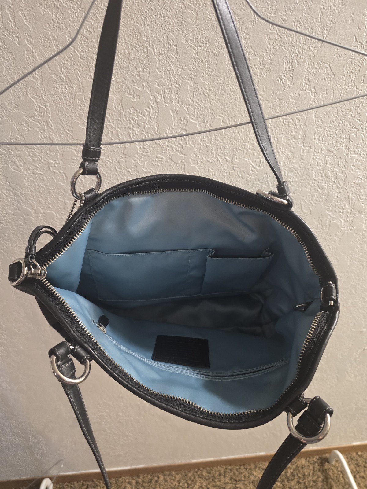 Coach 2008 Leah Black & Grey Signature C Jacquard Turn Lock Satchel Shoulder Bag