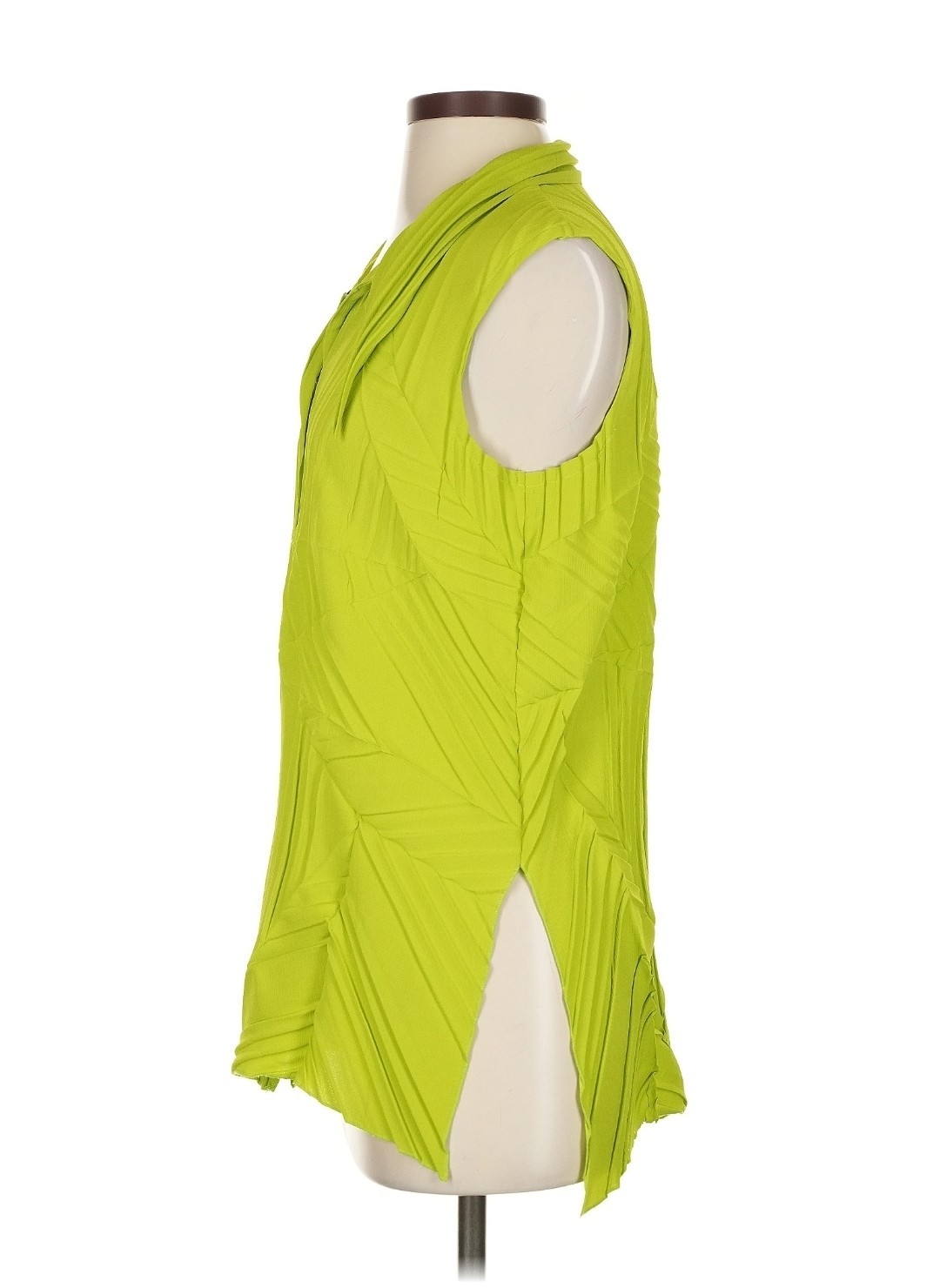 Babette Sleeveless Cowl neck Pleated Button-Front Blouse in Lime Sz Small