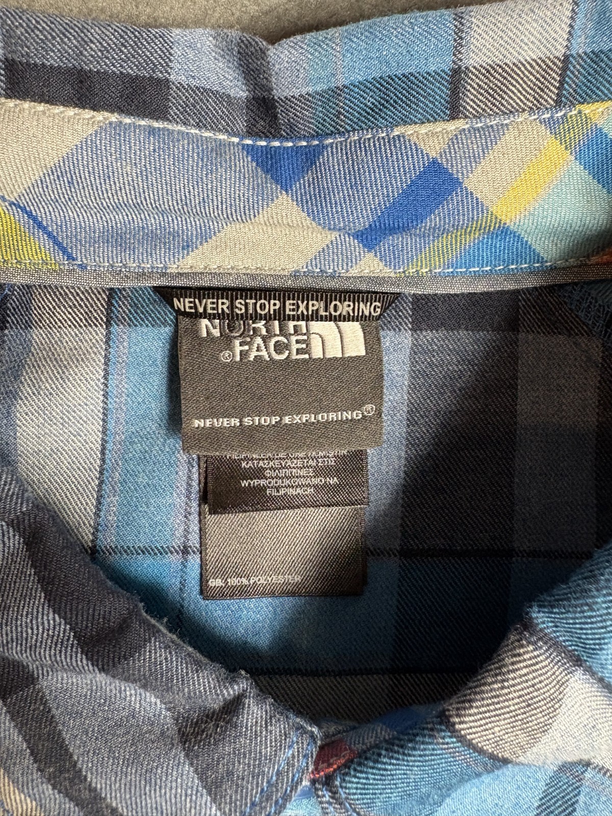 THE NORTH FACE PLAID FLANNEL BLUE BLACK WHITE EXTRA LARGE XL