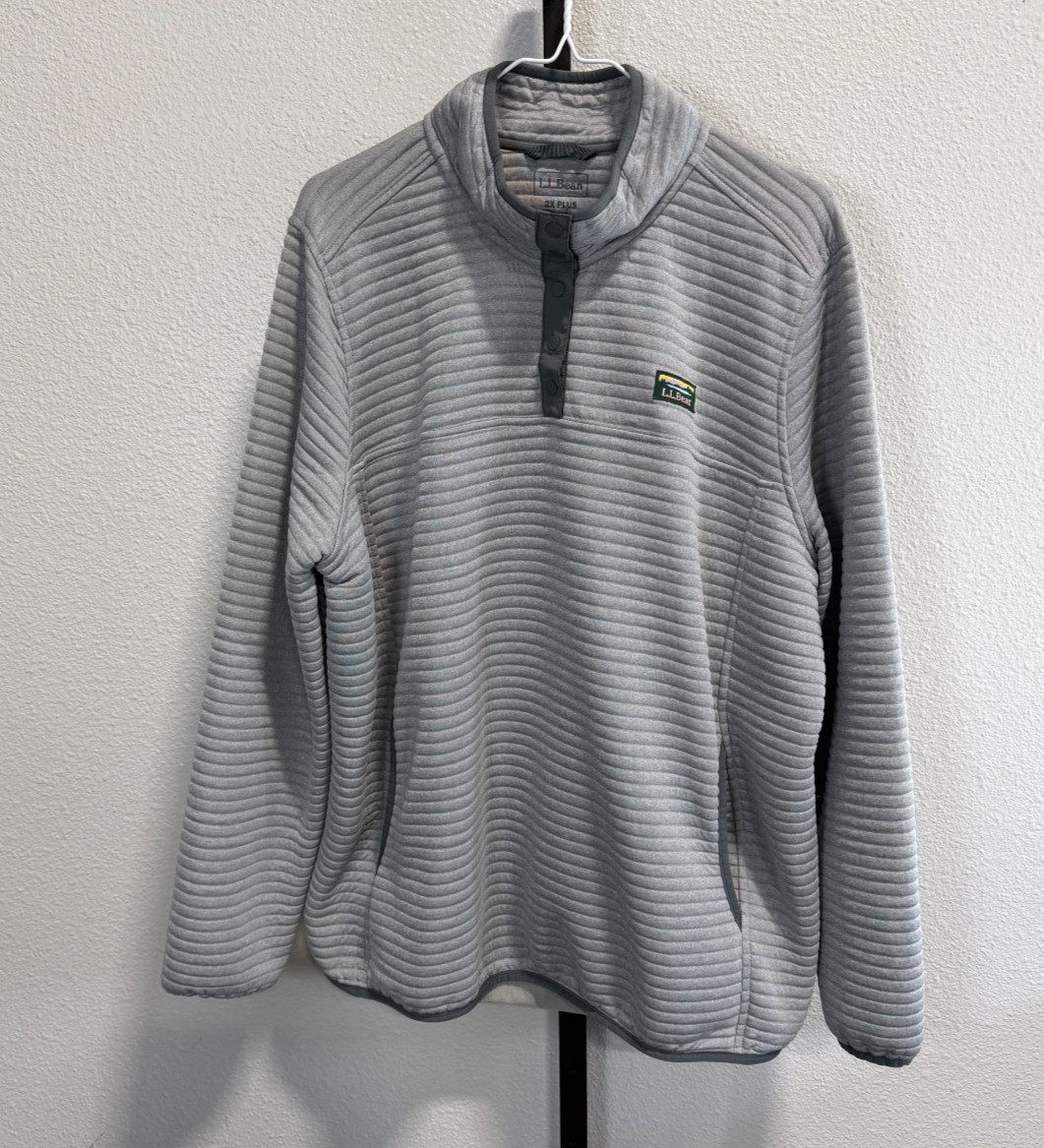 L.L.Bean Airlight Knit Pullover Womens Quarry Gray Heather 1/4 Snap Sz 2X Plus