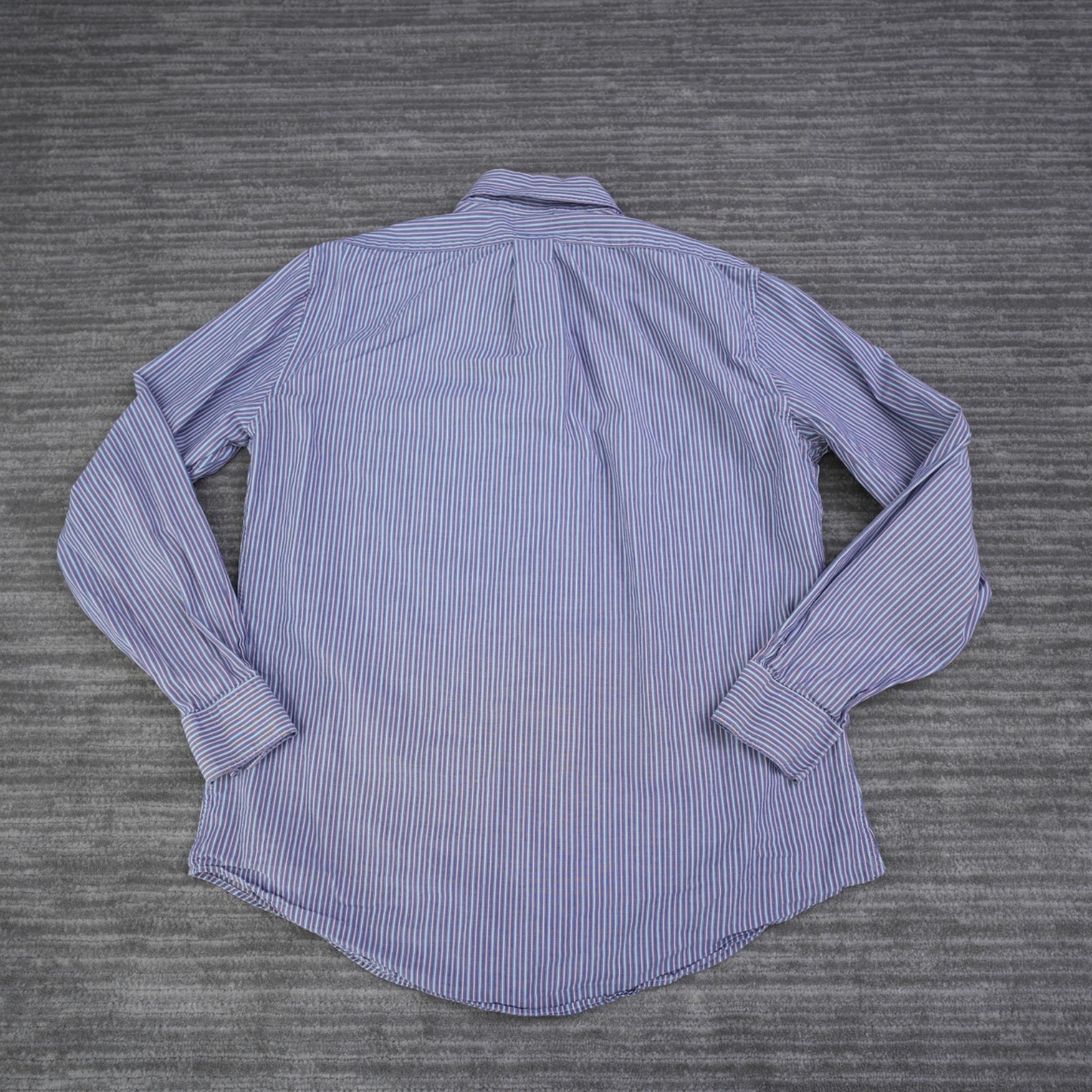 Brooks Brothers Shirt Men Button Down Striped Blue Slim Fit 100% Cotton Medium