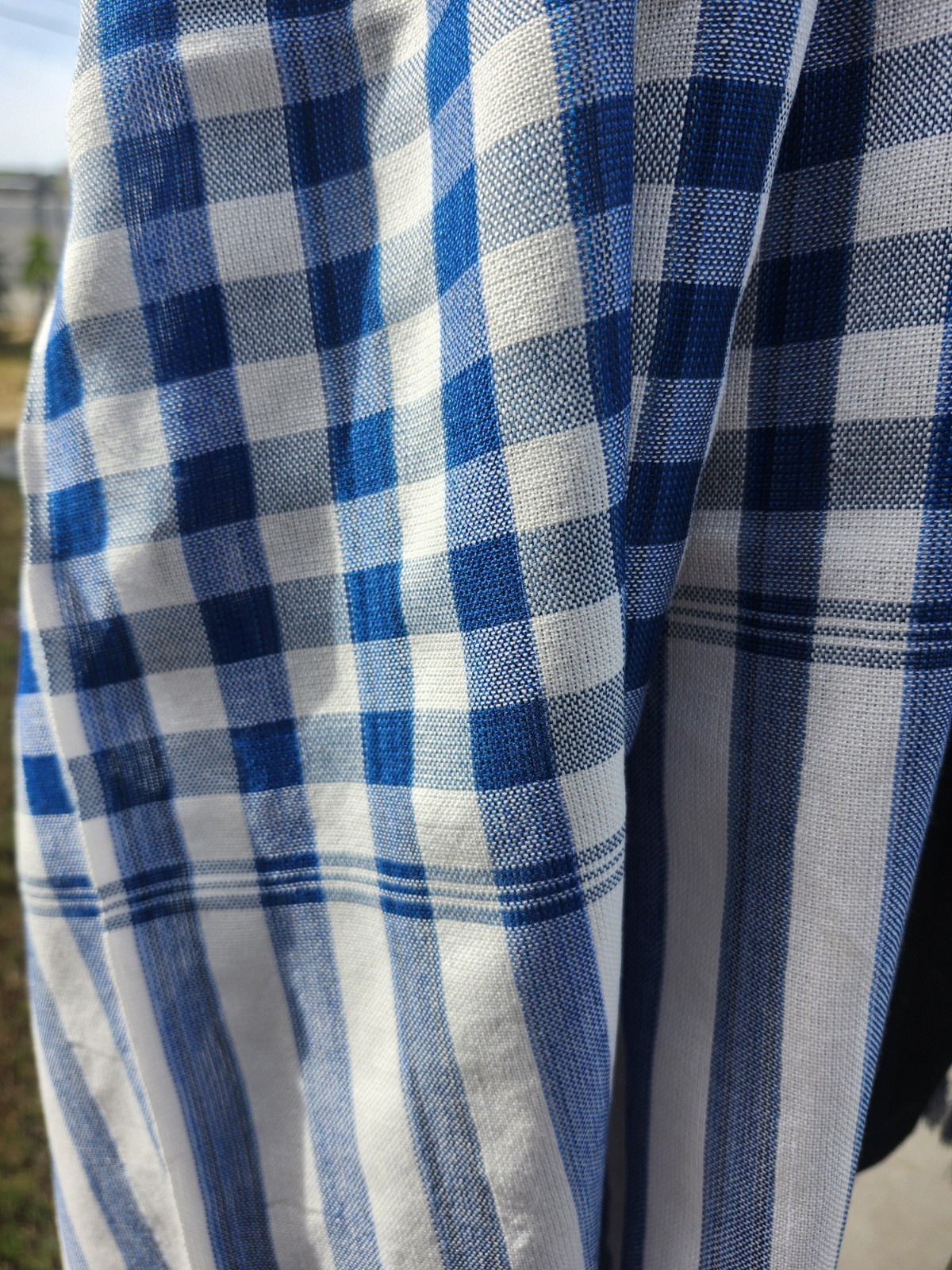 Krama 100% Cotton Handmade Khmer Ocean Blue/White Scarf 64 x 25 Inches