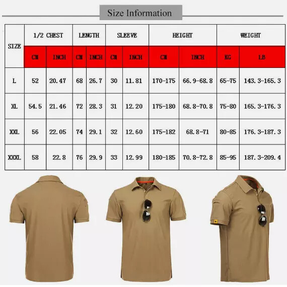 Tactical Casual Men’s Short Sleeve Polo T-Shirt Combat Top Shirt Quick Dry Sport