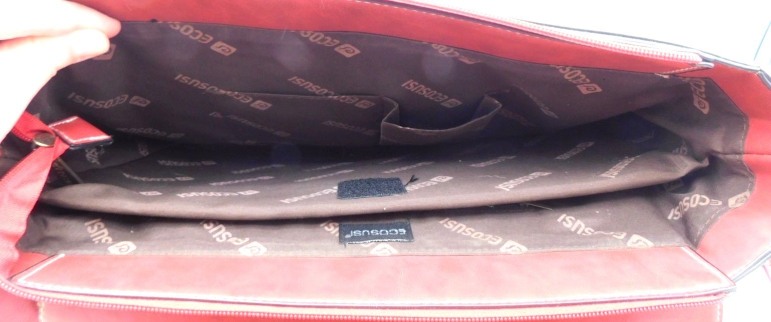 EcoSusi Professor Laptop Bag Satchel Briefcase Red Vegan Leather Crossbody