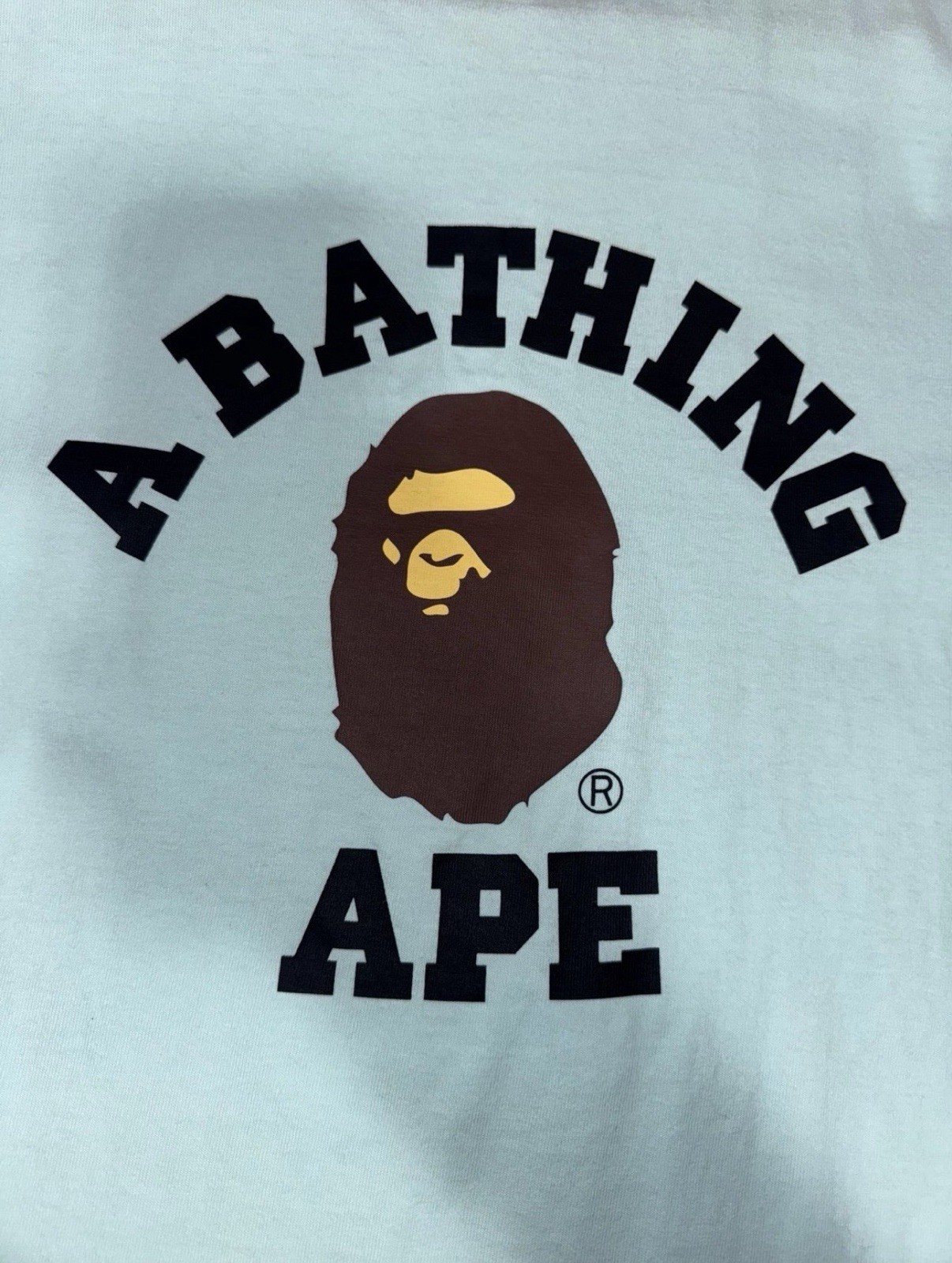 *Authentic* A Bathing Ape BAPE College Logo Tee Ape Head Graphic Light Blue 2XL