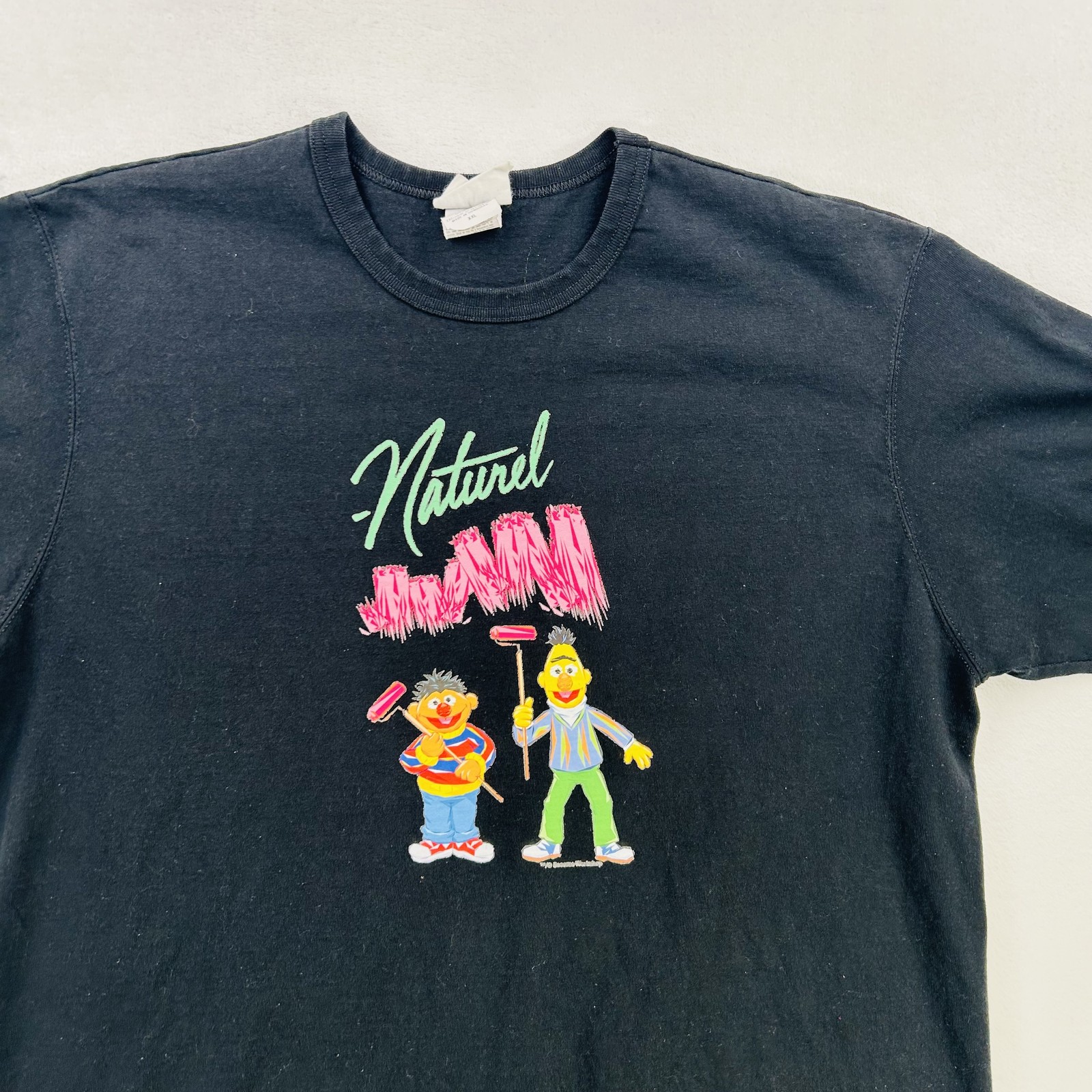 Sesame Street Shirt Mens 2XL Black Naturel Bert Ernie Champion Tee Y2K Collab