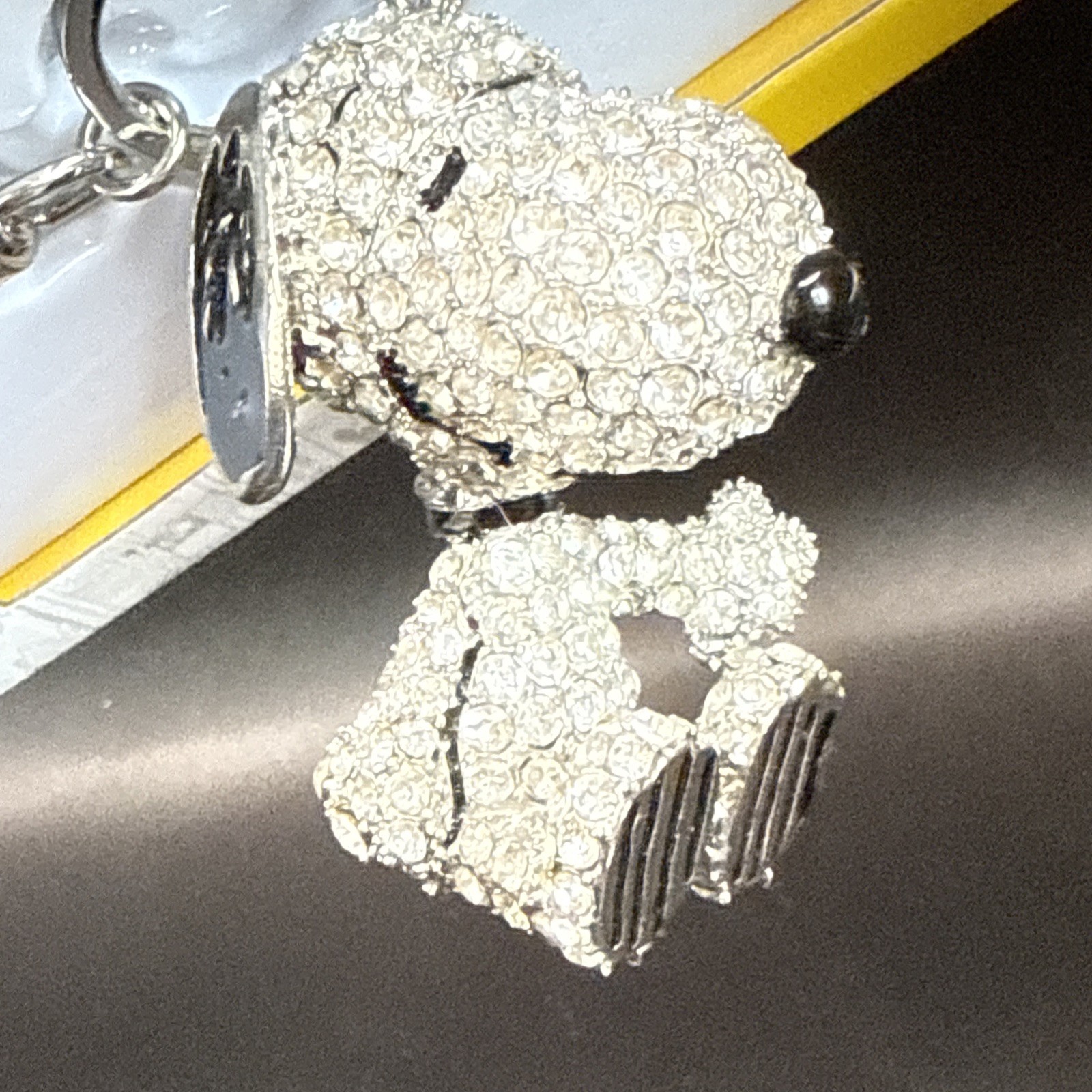 NEW Snoopy Peanuts Pave 3D Crystal Rhinestone Keychain/Clip On Bag Charm BNIB
