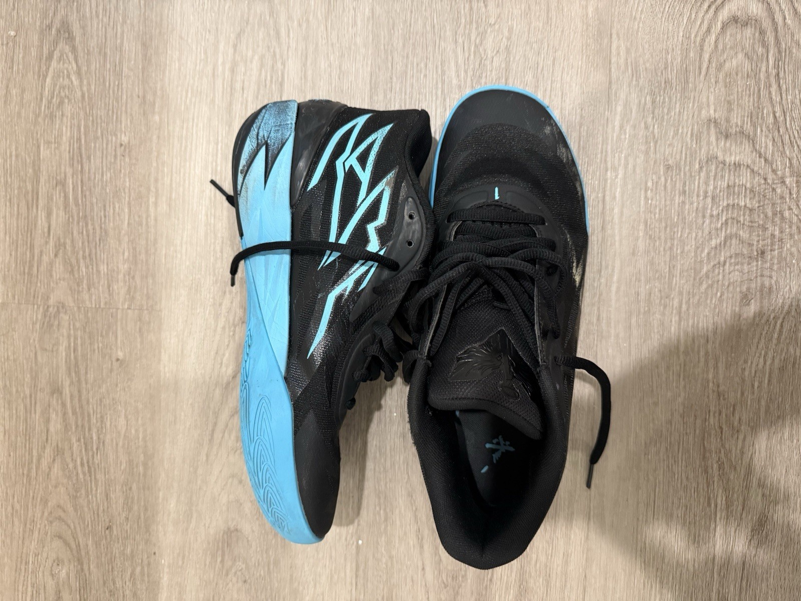 PUMA MB.02 Phenom Men’s Low Top Lace-Up Sneakers Black/Blue Mesh 377644-01