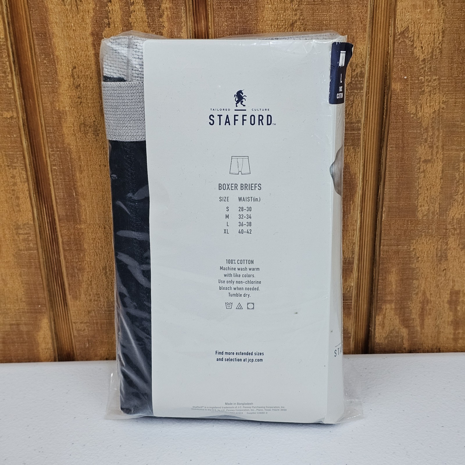Stafford Men’s Boxer Briefs Size Large 2 Pack Navy Blue 100% Cotton