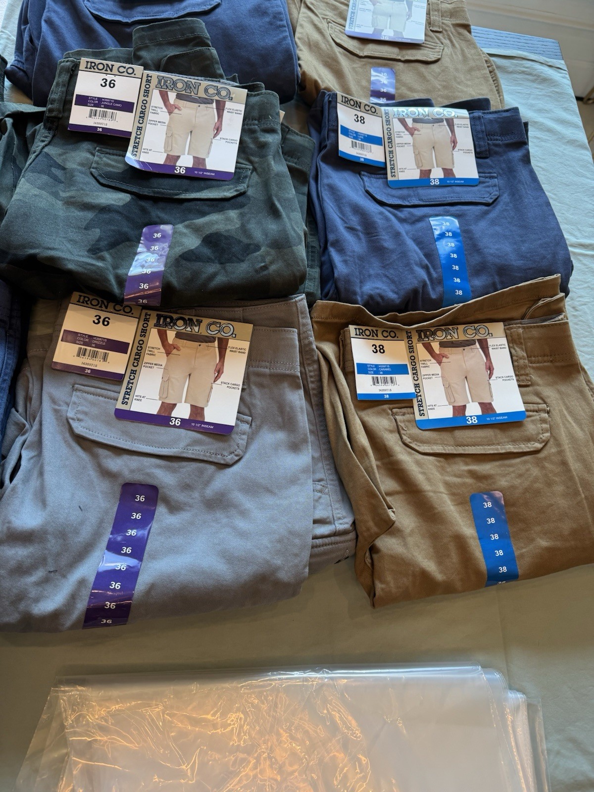 IRON CO. Men’s Stretch Twill Cargo Shorts Size 30, 32, 34, 36,38