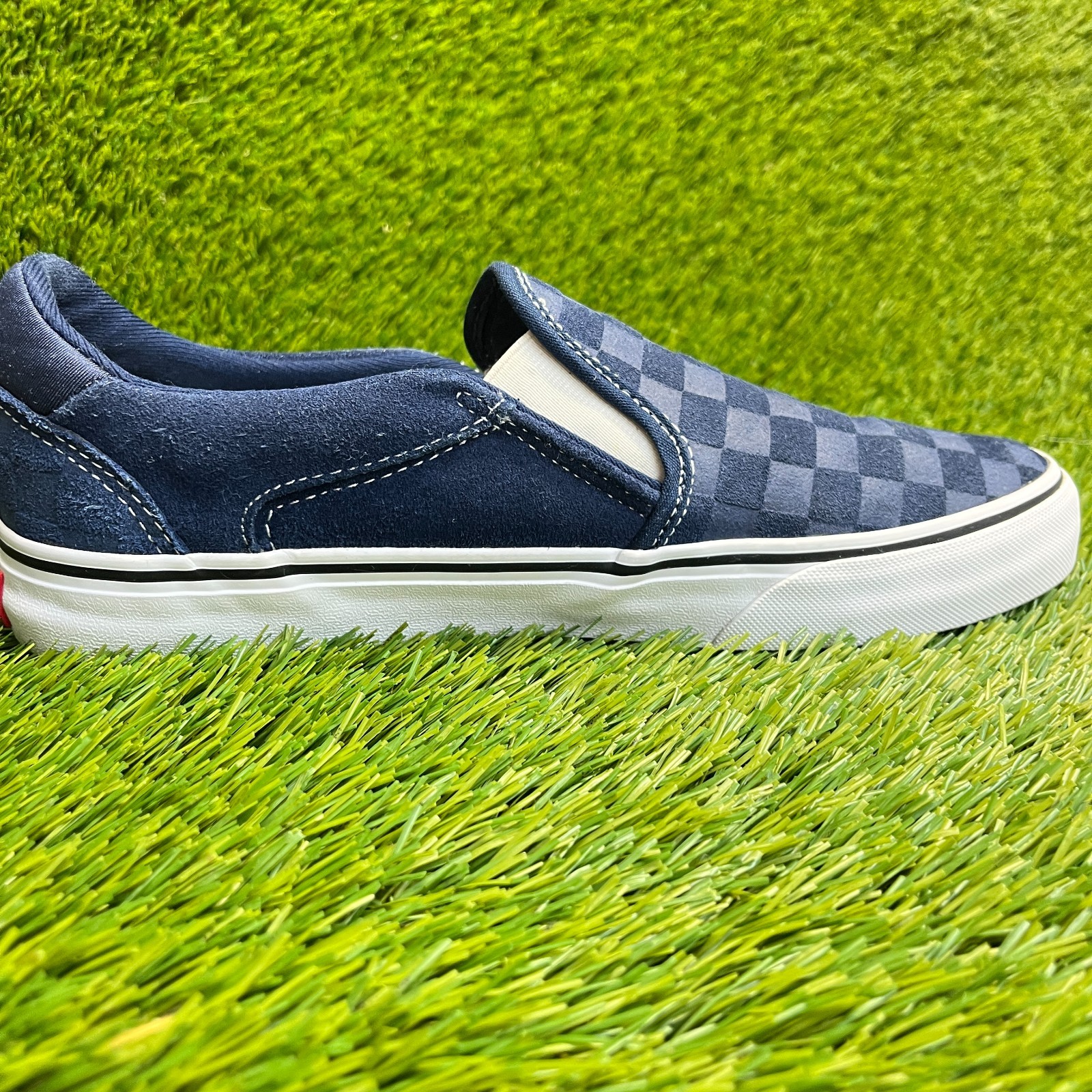 Vans Asher Deluxe Mens Size 8.5 Blue White Athletic Walking Skate Shoes Sneakers