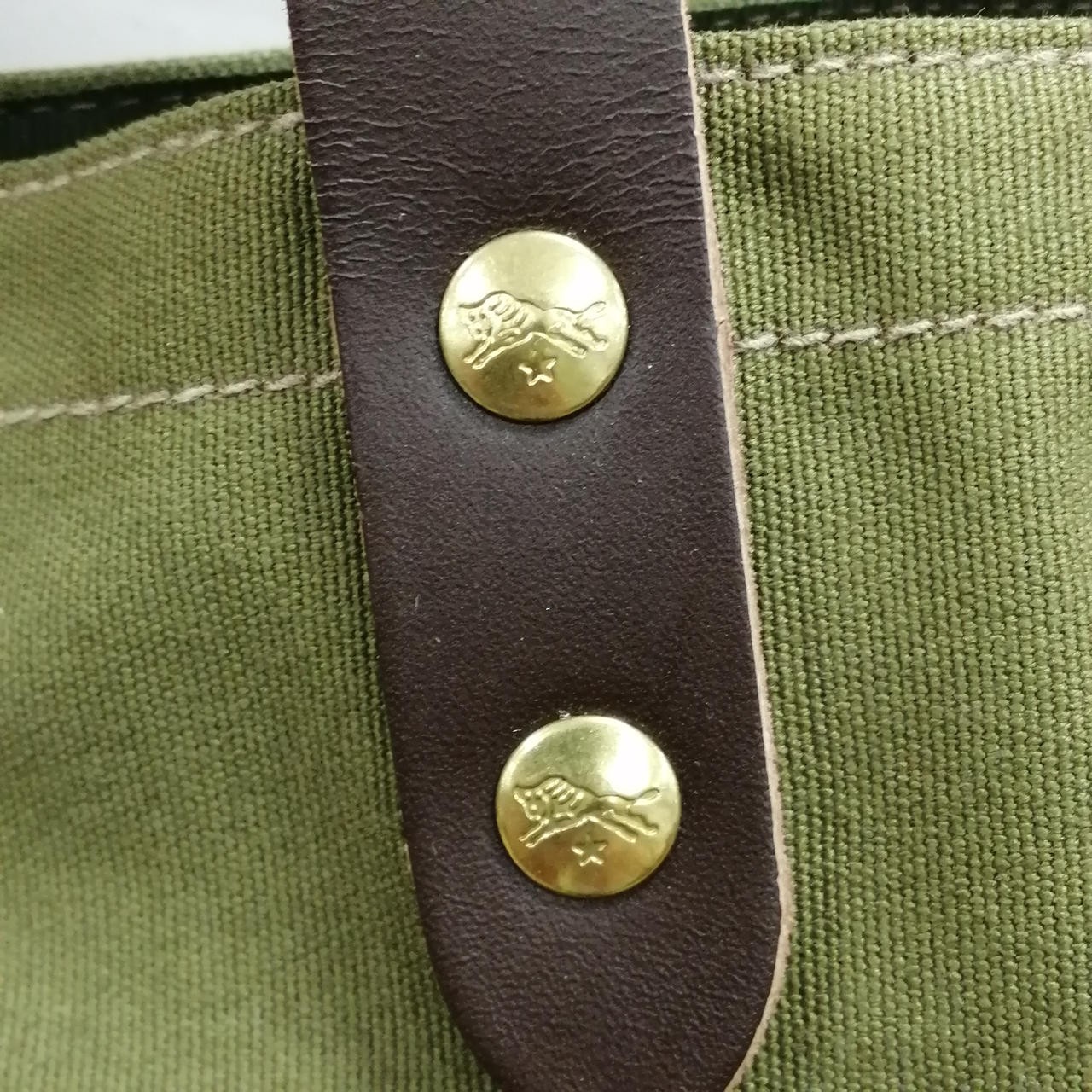 IL BISONTE Khaki Brown Pocket Canvas Tote Bag 10.6 inch