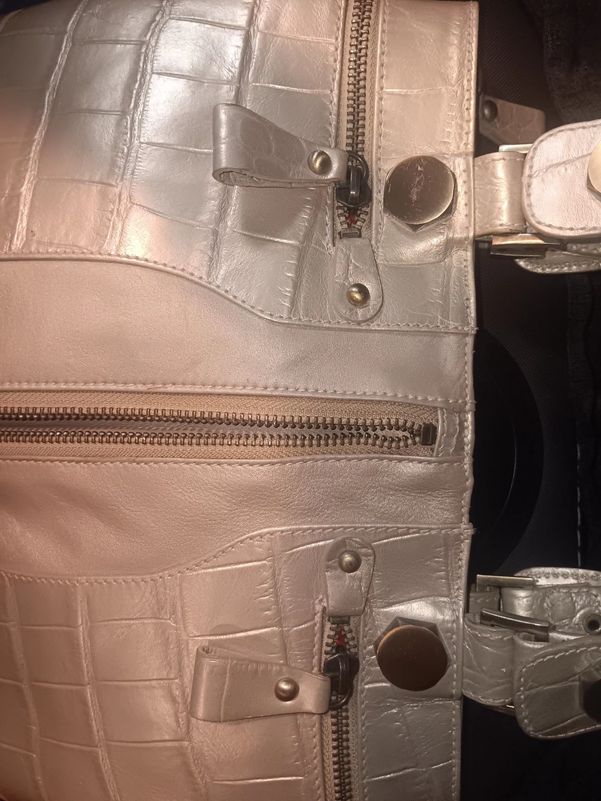 Michael Rome Designs Genuine Leather Crocodile Embossed Shoulder Bag