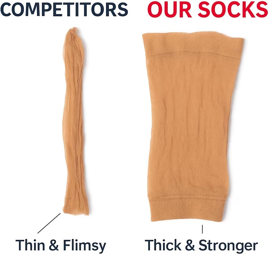 Disposable Nylon Socks for Women, 72 Pairs Tan Footies