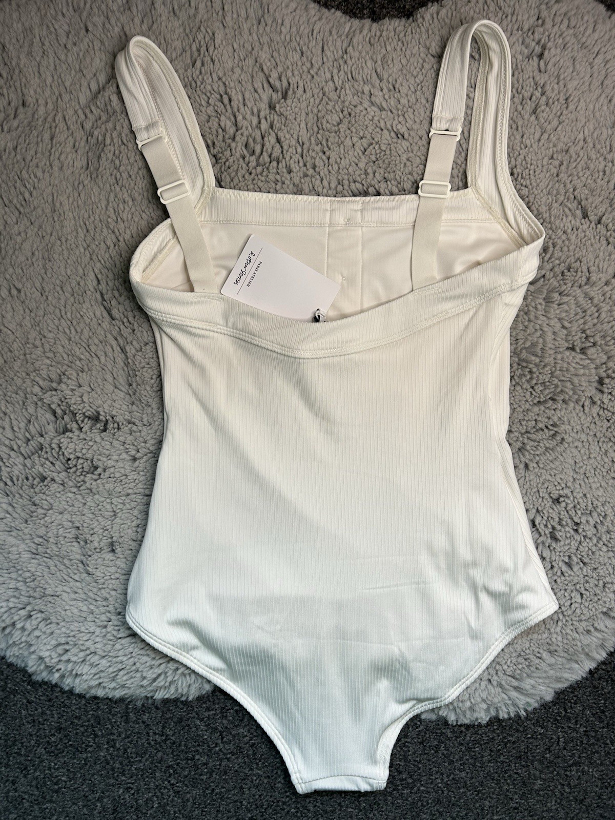 & other stories cream white button detail 1 piece swimsuit NWT NEW size 6 ladies