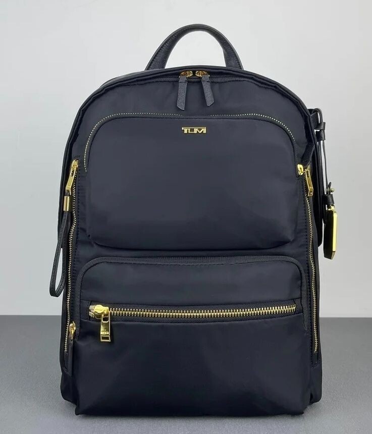 TUMI VOYAGEUR Montana Backpack Black × Gold Nylon Gunmetal Business outlet New