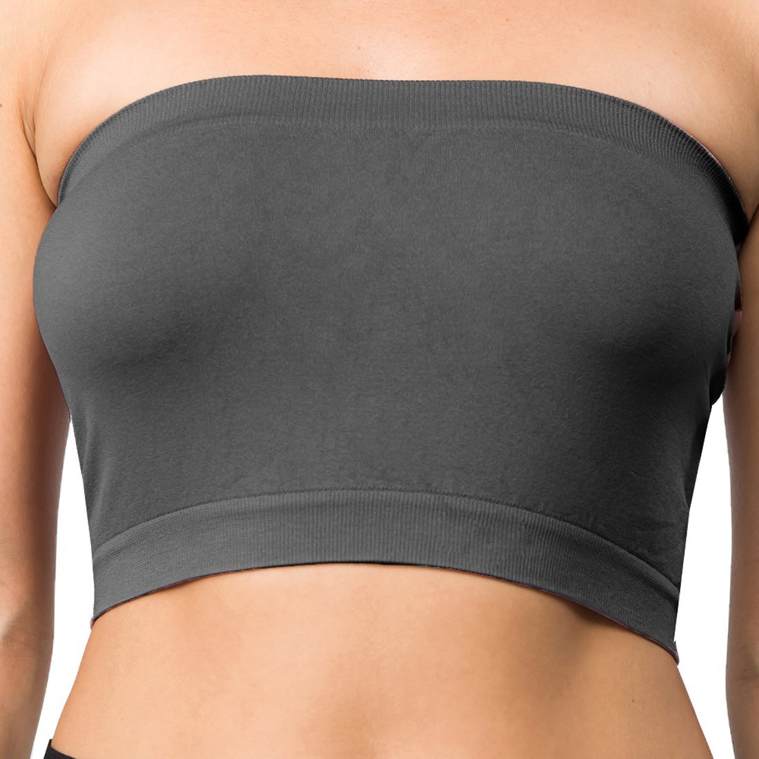 Seamless Tube Top Bandeau Stretchable Spandex Bra (Regular & Plus Sizes)