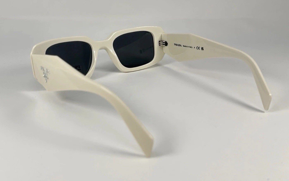 Authentic PRADA SPR 17W 49[]20 142-5S0 Talc Dark Gray Sunglasses