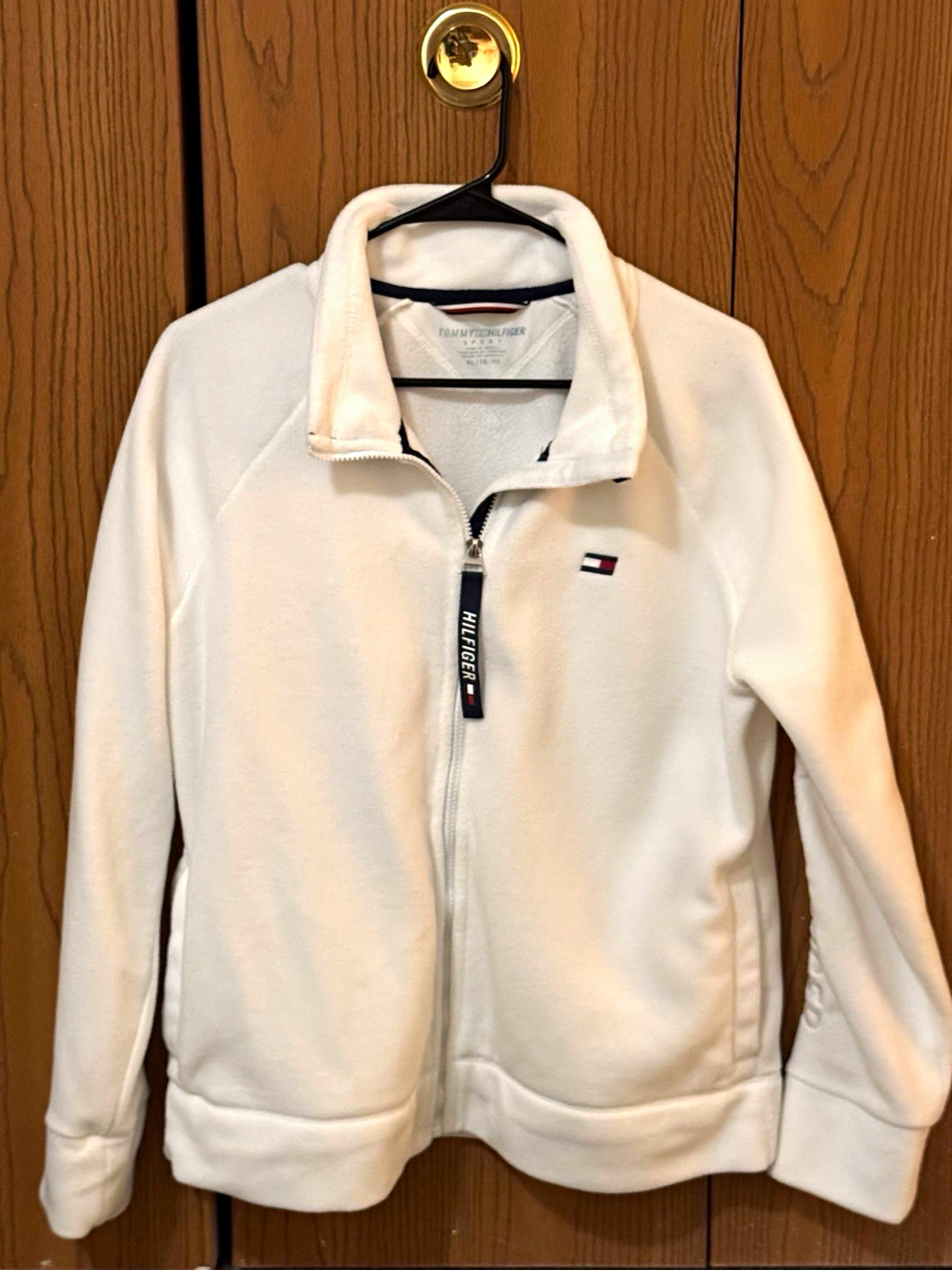 Tommy Hilfiger Sport Women’s White Full Zip Fleece Track Jacket XL Logo