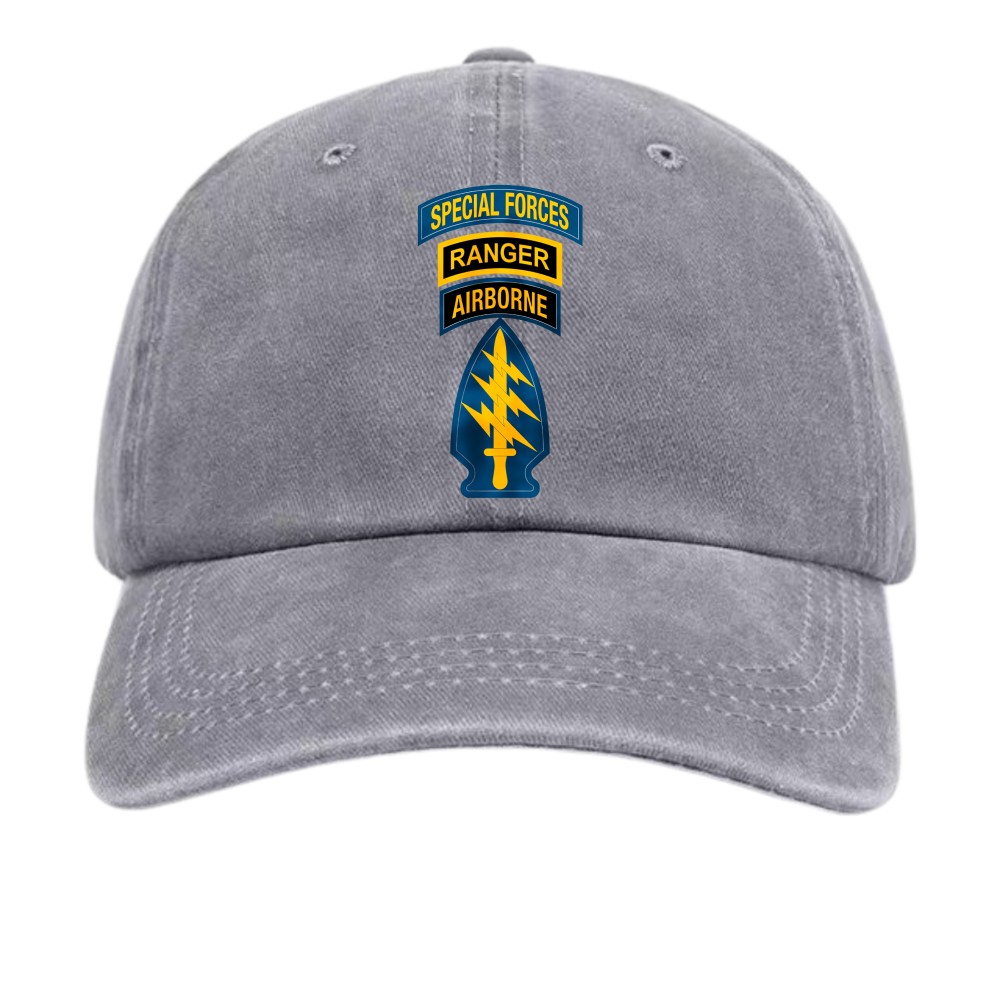 Special Forces Ranger Airborne Vintage Dad Hat,US Army Elite Unit Distressed Cap