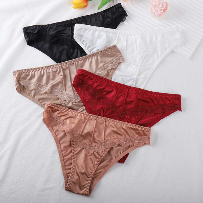 5 Packs Lot Sexy Womens Satin Panties Thongs High Leg Ladies Underwear Lingeries