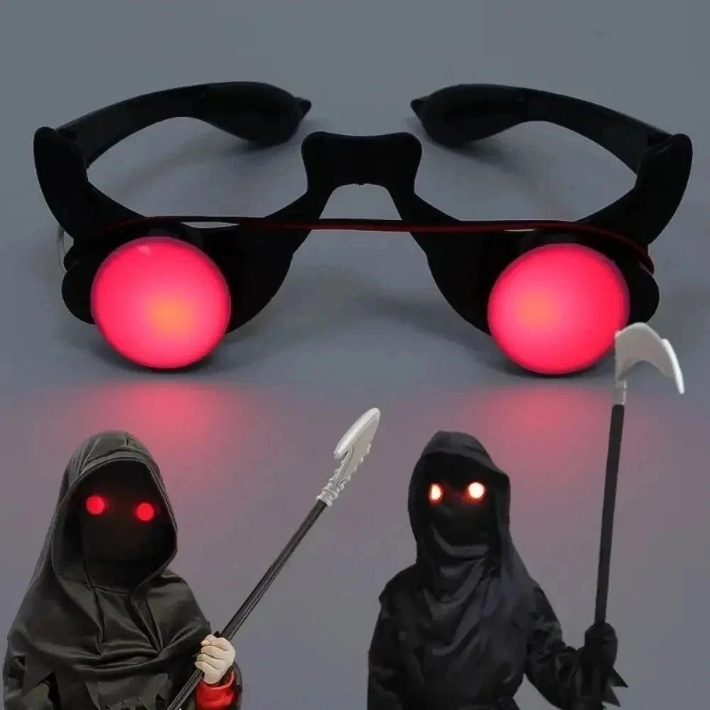1x Red Eye Glasses LED Light-Up Glasses Halloween Party Props Horror Cosplay Toy