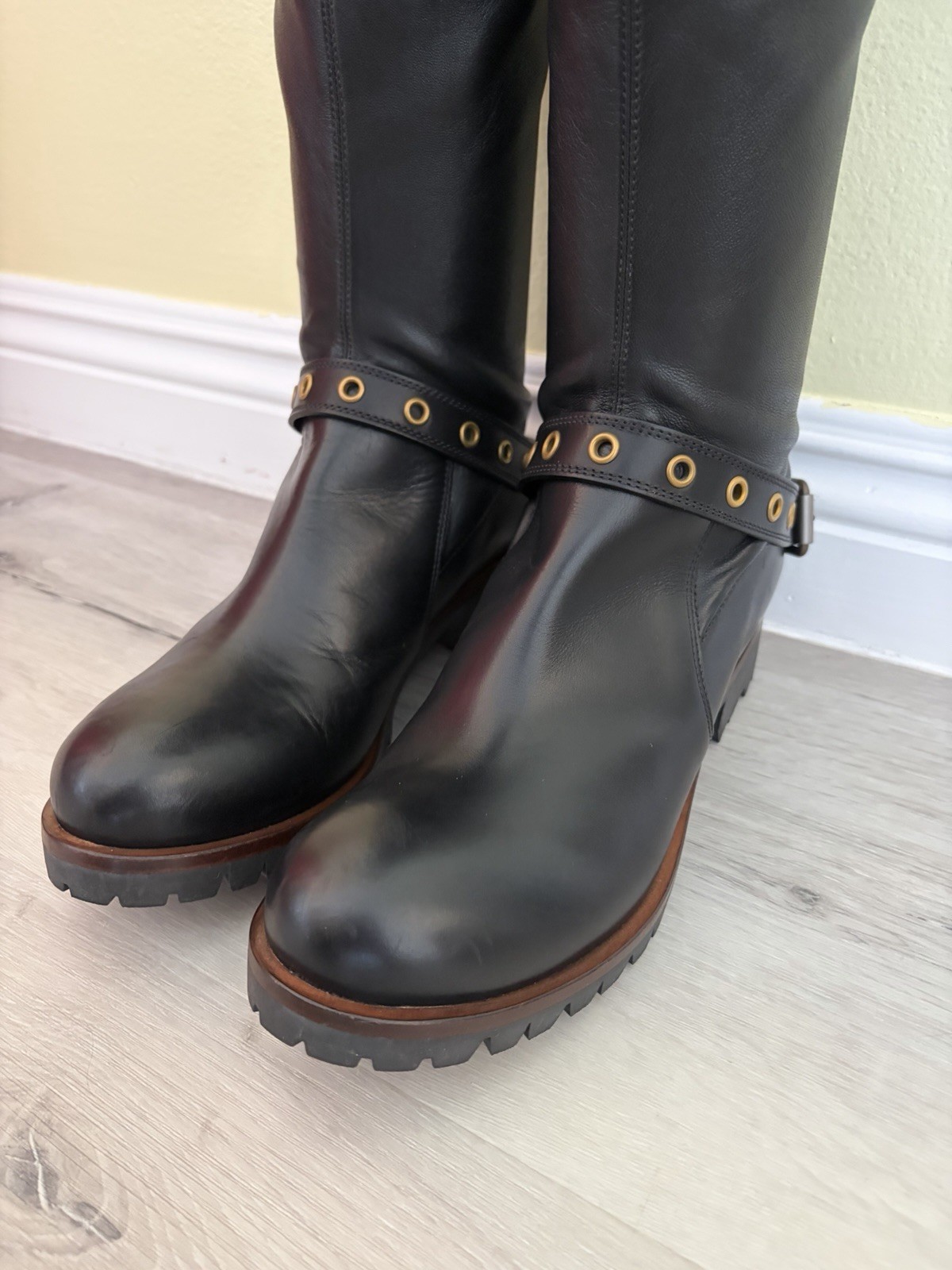 Sergio Rossi Butter Soft Black Leather 27” Thigh High Boots Sz 38.5 39 39.5 READ