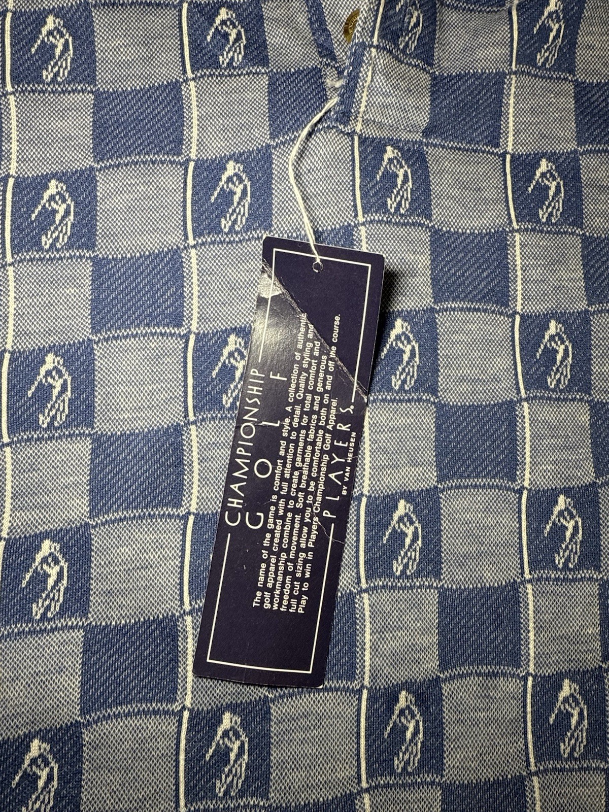 Player’s by Van Heusen Vintage Checkered SS Polo Men’s Size XXL Blue White
