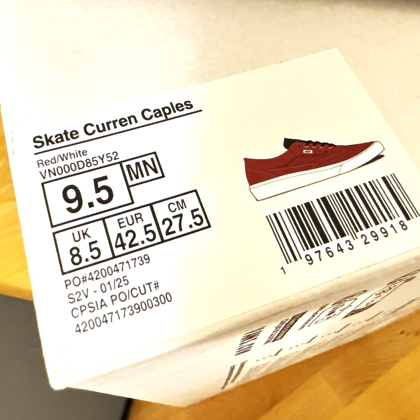 Vans Skate Curren Caples Pro Red Suede Shoes Men’s US 9.5 Special Launch OG Box