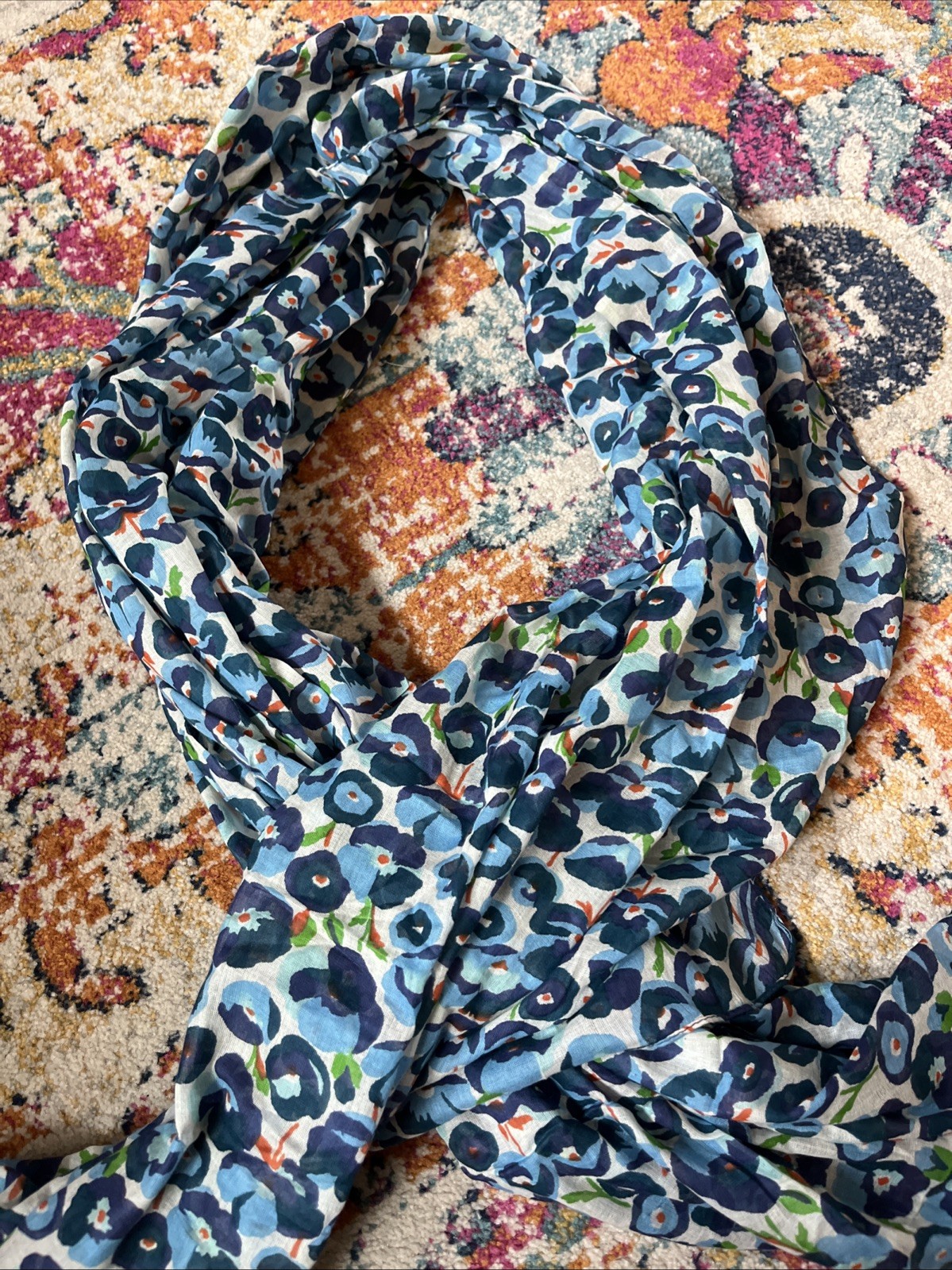 Palme Cotton Scarf Blue print NWT lightweight! 68” x42”