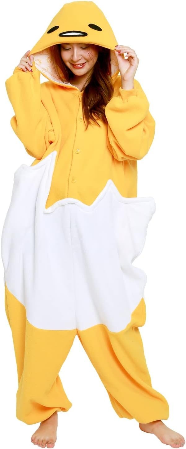 Gudetama Character Fleece Kigurumi Cosplay Costume Free Size SANRIO SAZAC New JP