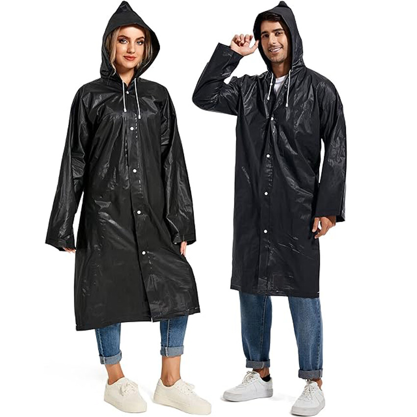 Waterproof Long Raincoat Men Women Rain Coat Hooded Trench Jacket Outdoor Hiking