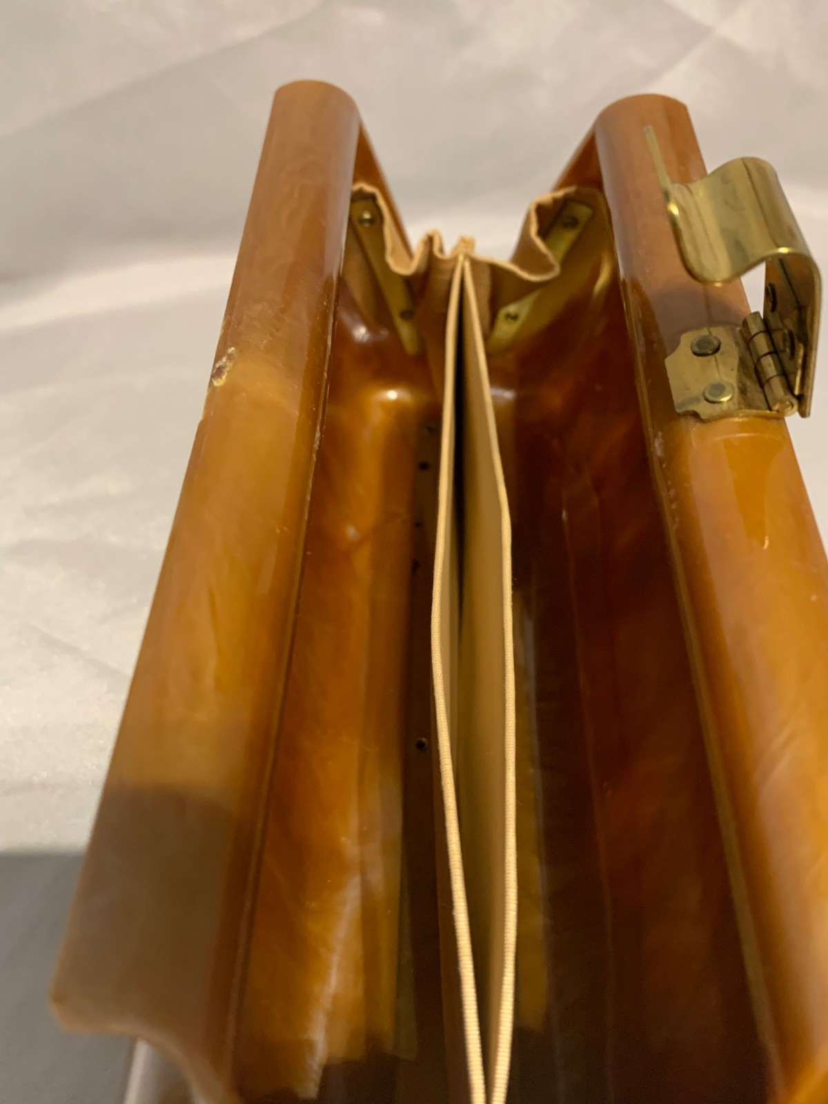 ART DECO Butterscotch TORTOISESHELL AMBER TONE BAKELITE LUCITE Clutch Purse