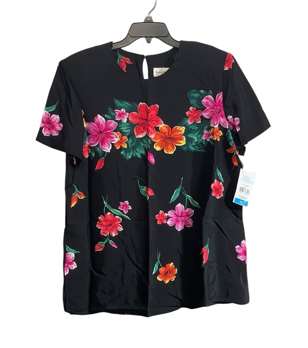 Vtg Norton McNaughton Blouse Sz 16 Hawaiian Tropical Rayon floral print Vibrant