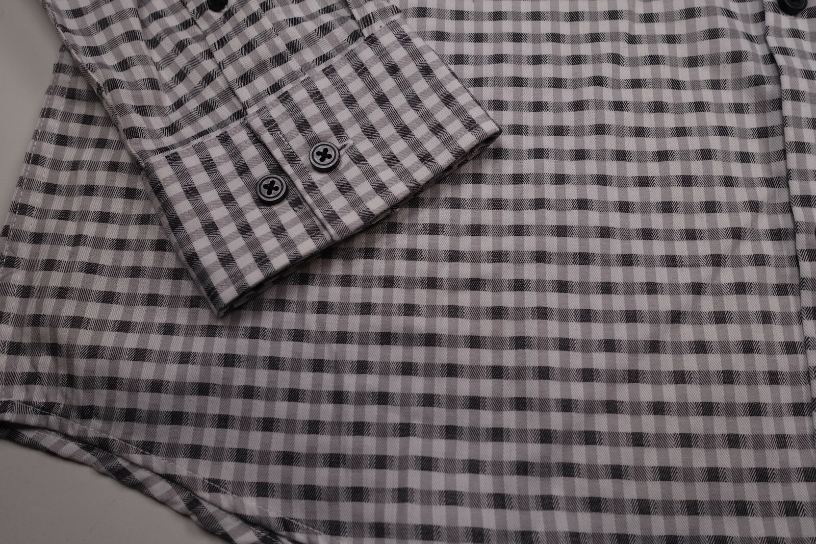 ALFANI White Black Gray Mini Check Long Sleeve Front Button Shirt NEW Large Lg L